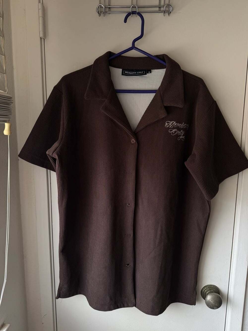 Members Only Brown Ribbed Corduroy Button-Down Camp Shirt